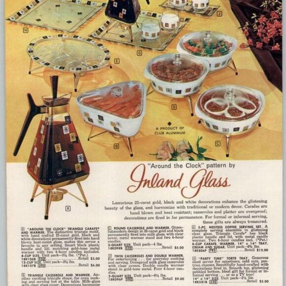 Inland Glass "Around the Clock" Pattern Serving Platter Tray Atomic Starburst - Picture 8 of 8